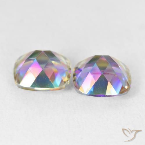 Gemme di Quarzo mistico Multicolore naturale da 4.05 ct, Taglio a cuscino, VVS