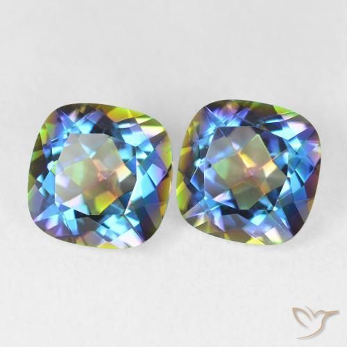 Gemme di Quarzo mistico Multicolore naturale da 4.20 ct, Cuscino, VVS