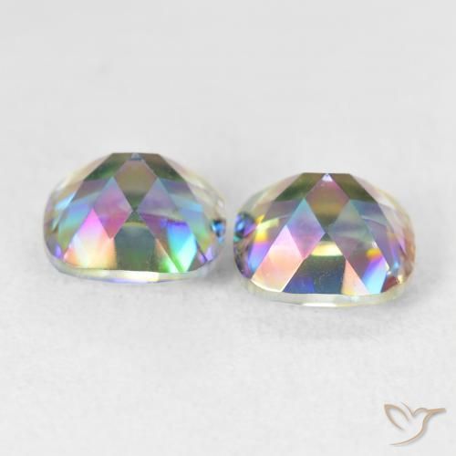 Gemme di Quarzo mistico Multicolore naturale da 4.20 ct, Cuscino, VVS