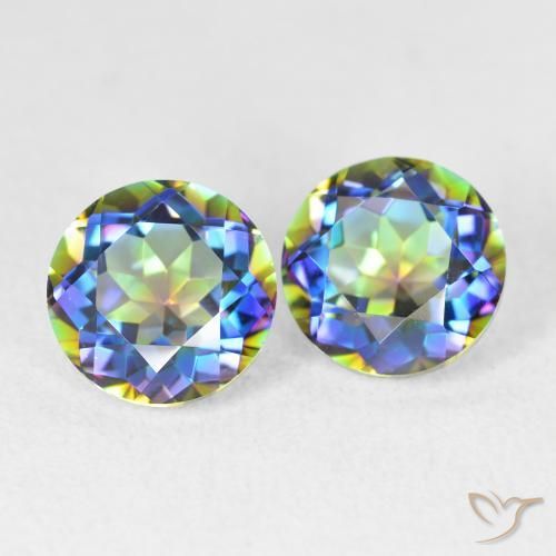 Gemme di Quarzo mistico Multicolore naturale da 3.99 ct, Rotondo, VVS