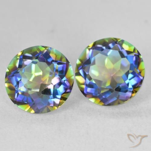 Gemme di Quarzo mistico Multicolore naturale da 3.74 ct, Rotondo, VVS