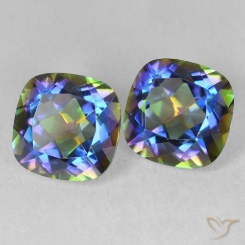 Gemme di Quarzo mistico Multicolore naturale da 4.15 ct, Cuscino, VVS