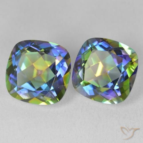 Gemme di Quarzo mistico Multicolore naturale da 8.53 ct, Cuscino, VVS