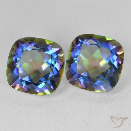 Gemme di Quarzo mistico Multicolore naturale da 4.13 ct, Cuscino, VVS