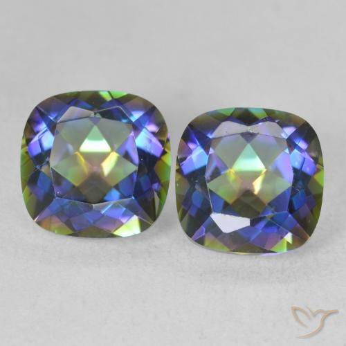 Gemme di Quarzo mistico Multicolore naturale da 4.03 ct, Taglio a cuscino, VVS