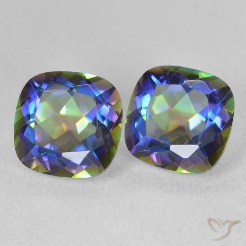 Gemme di Quarzo mistico Multicolore naturale da 4.03 ct, Taglio a cuscino, VVS