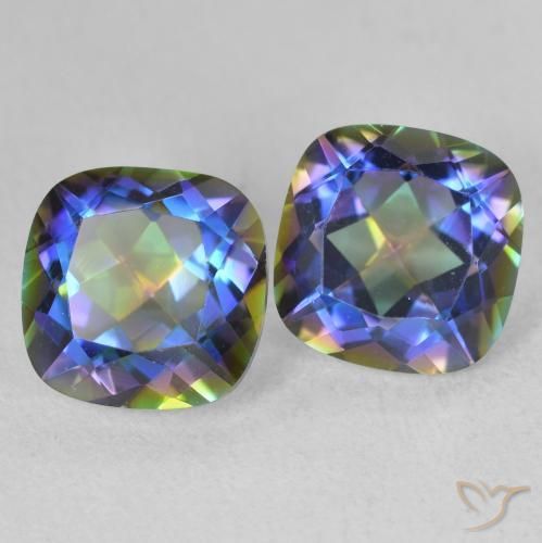 Gemme di Quarzo mistico Multicolore naturale da 4.15 ct, Cuscino, VVS