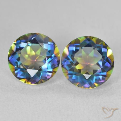 3.88ctw Naturale Multicolore Quarzo mistico, Rotondo, VVS