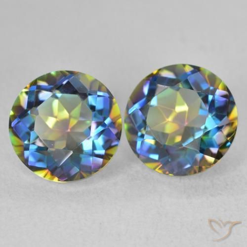 Gemme di Quarzo mistico Multicolore naturale da 3.88 ct, Rotondo, VVS