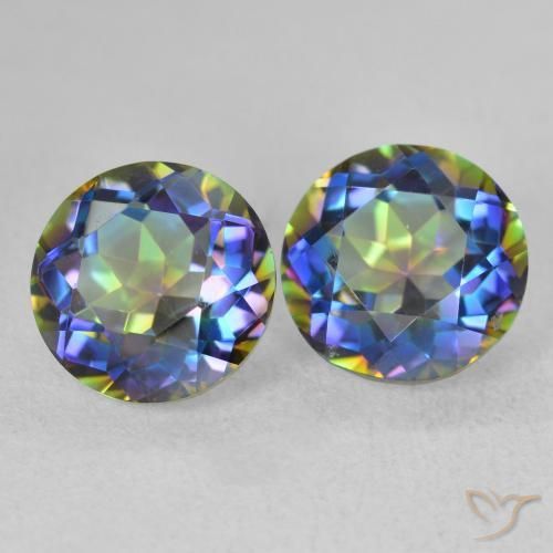 Gemme di Quarzo mistico Multicolore naturale da 3.94 ct, Rotondo, VVS