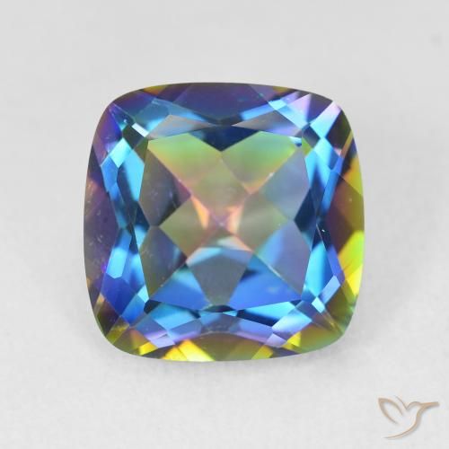 6.80ct Naturale Multicolore Quarzo mistico, Cuscino, VVS