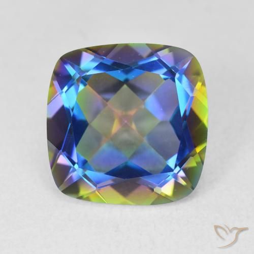 6.64ct Naturale Multicolore Quarzo mistico, Cuscino, VVS