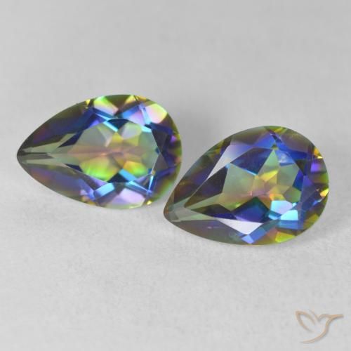 3.51ctw Naturale Multicolore Quarzo mistico, Forma a pera, VVS-VS