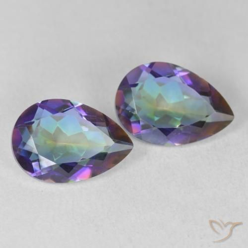 3.40ctw Naturale Multicolore Quarzo mistico, Forma a pera, VVS-VS