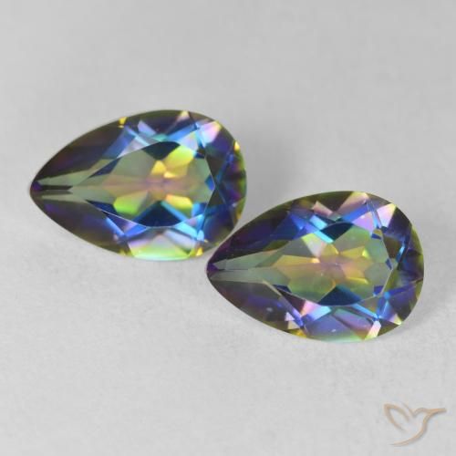 3.65ctw Naturale Multicolore Quarzo mistico, Forma a pera, VVS-VS