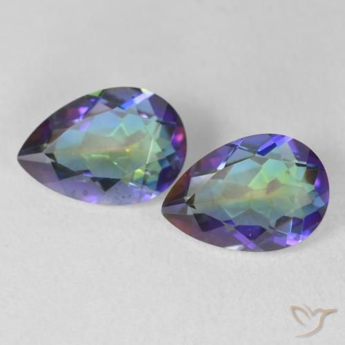 3.68ctw Naturale Multicolore Quarzo mistico, Forma a pera, VVS-VS