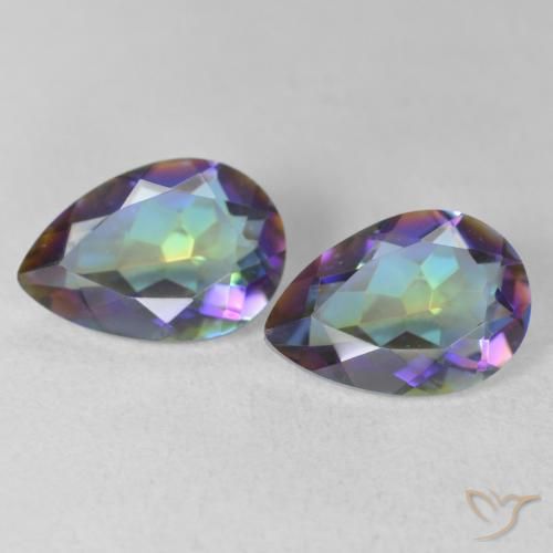 3.16ctw Naturale Multicolore Quarzo mistico, Forma a pera, VVS-VS