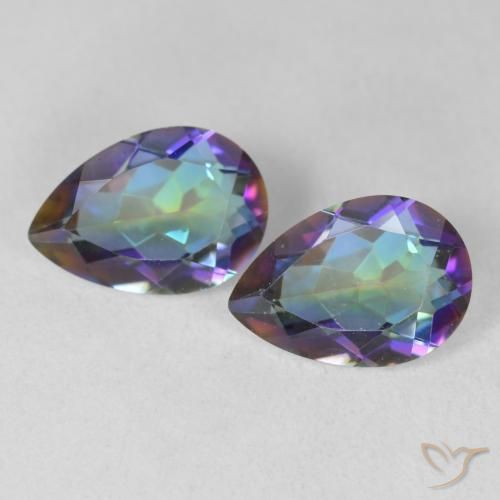 3.40ctw Naturale Multicolore Quarzo mistico, Forma a pera, VVS-VS