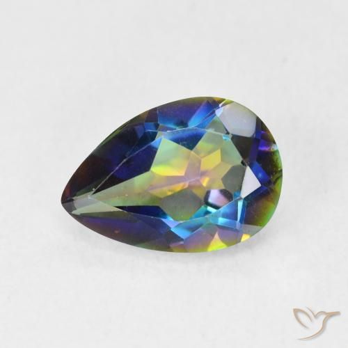 1.71ct Naturale Multicolore Quarzo mistico, Forma a pera, VVS-VS