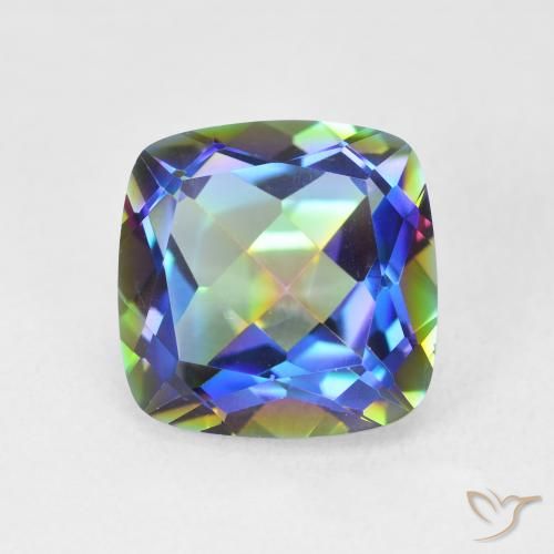 6.65ct Naturale Multicolore Quarzo mistico, Cuscino, VVS-VS