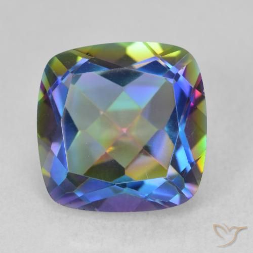 6.70ct Naturale Multicolore Quarzo mistico, Cuscino, VVS