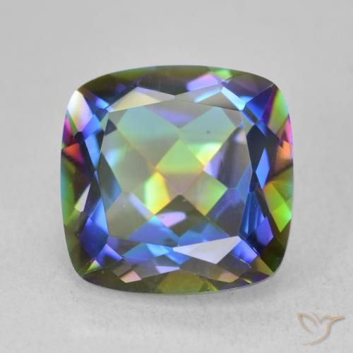6.55ct Naturale Multicolore Quarzo mistico, Cuscino, VVS