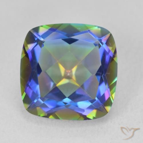 6.73ct Naturale Multicolore Quarzo mistico, Cuscino, VVS