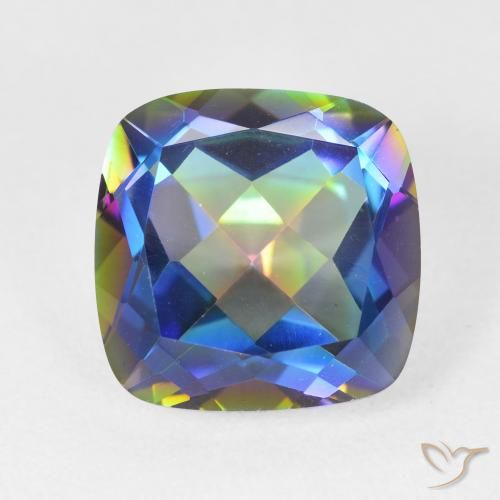 6.91ct Naturale Multicolore Quarzo mistico, Cuscino, VVS