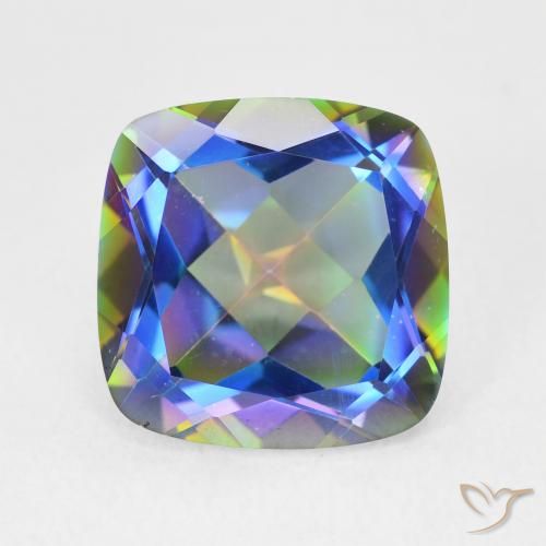 6.85ct Naturale Multicolore Quarzo mistico, Cuscino, VVS