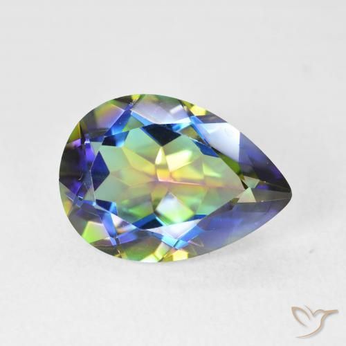 5.12ct Naturale Multicolore Quarzo mistico, Forma a pera, VVS
