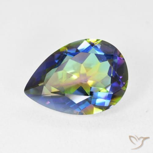 5.12ct Naturale Multicolore Quarzo mistico, Forma a pera, VVS
