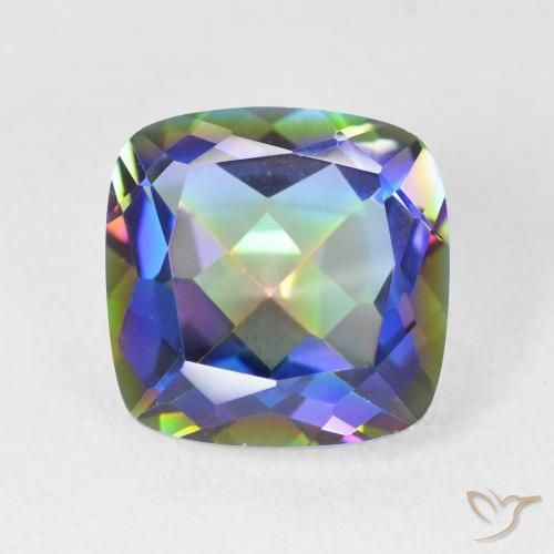 6.64ct Naturale Multicolore Quarzo mistico, Cuscino, VVS