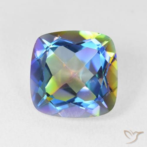 6.98ct Naturale Multicolore Quarzo mistico, Cuscino, VVS