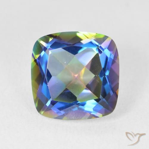 6.89ct Naturale Multicolore Quarzo mistico, Cuscino, VVS