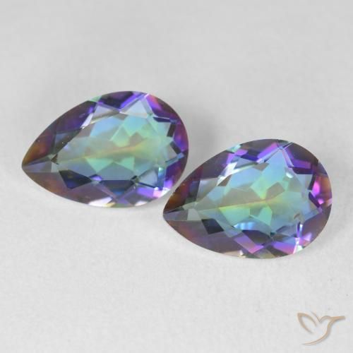 3.27ctw Naturale Multicolore Quarzo mistico, Forma a pera, VVS-VS