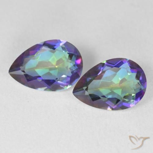 3.37ctw Naturale Multicolore Quarzo mistico, Forma a pera, VVS-VS