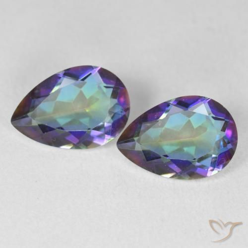 3.44ctw Naturale Multicolore Quarzo mistico, Forma a pera, VVS-VS
