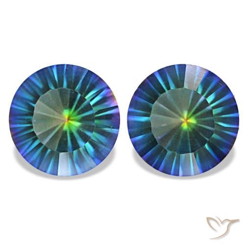 Quarzo mistico naturale multicolore blu da 3,27 ct, taglio rotondo, VS