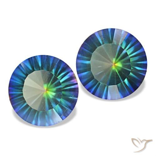 Quarzo mistico naturale multicolore blu da 3,27 ct, taglio rotondo, VS