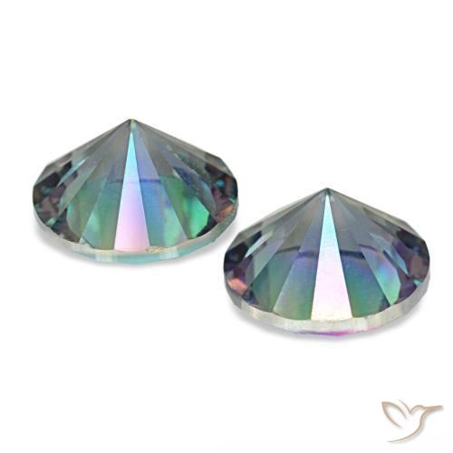 Quarzo mistico naturale multicolore blu da 3,27 ct, taglio rotondo, VS