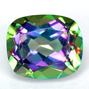 Topazio mistico naturale multicolore da 6,69 ct, taglio a cuscino, VVS