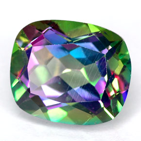 Topazio mistico naturale multicolore da 6,69 ct, taglio a cuscino, VVS