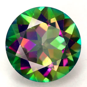 Topazio mistico naturale multicolore da 4,20 ct, taglio rotondo, VVS