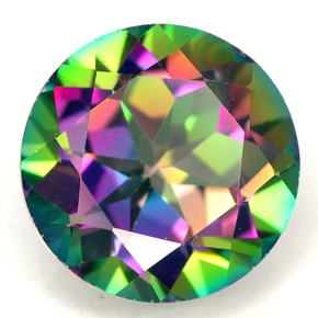 Topazio mistico naturale multicolore da 4,40 ct, taglio rotondo, VVS