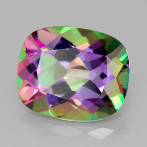 Topazio mistico naturale multicolore da 5,93 ct, taglio a cuscino, VVS-VS