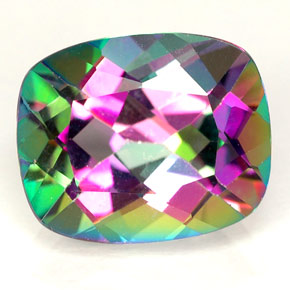 Topazio mistico naturale multicolore da 6,40 ct, taglio a cuscino, VVS-VS