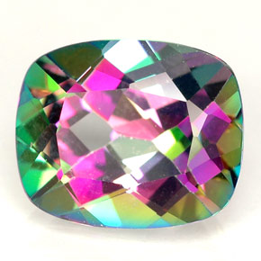 Topazio mistico naturale multicolore da 6,40 ct, taglio a cuscino, VVS-VS