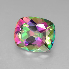 Topazio mistico naturale multicolore da 6,03 ct, taglio a cuscino, VVS-VS