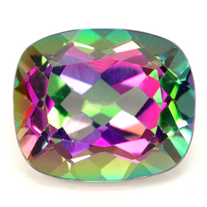 Topazio mistico naturale multicolore da 6,88 ct, taglio a cuscino, VVS