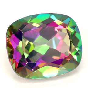 Topazio mistico naturale multicolore da 6,88 ct, taglio a cuscino, VVS